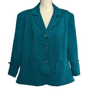 Studio I Blazer 18W Jacquard Paisley Teal Jacket